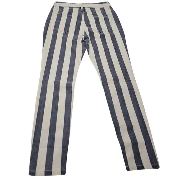 Vince Camuto Jeans Womens 2 Striped Navy White Five Pocket Skinny Retro Preppy - Picture 6 of 16
